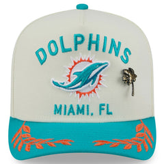 Miami Dolphins New Era 2025 NFL Draft A-Frame 59FIFTY Fitted Hat Cream/Aqua | NFL
