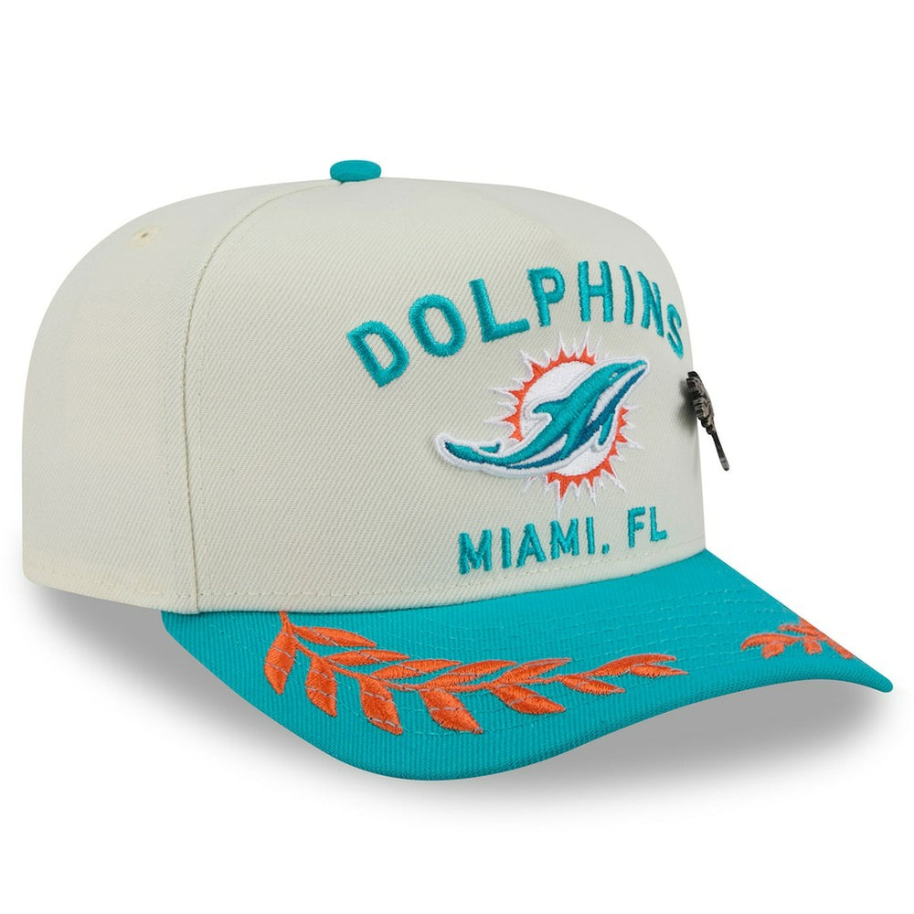 Miami Dolphins New Era 2025 NFL Draft A-Frame 59FIFTY Fitted Hat Cream/Aqua | NFL