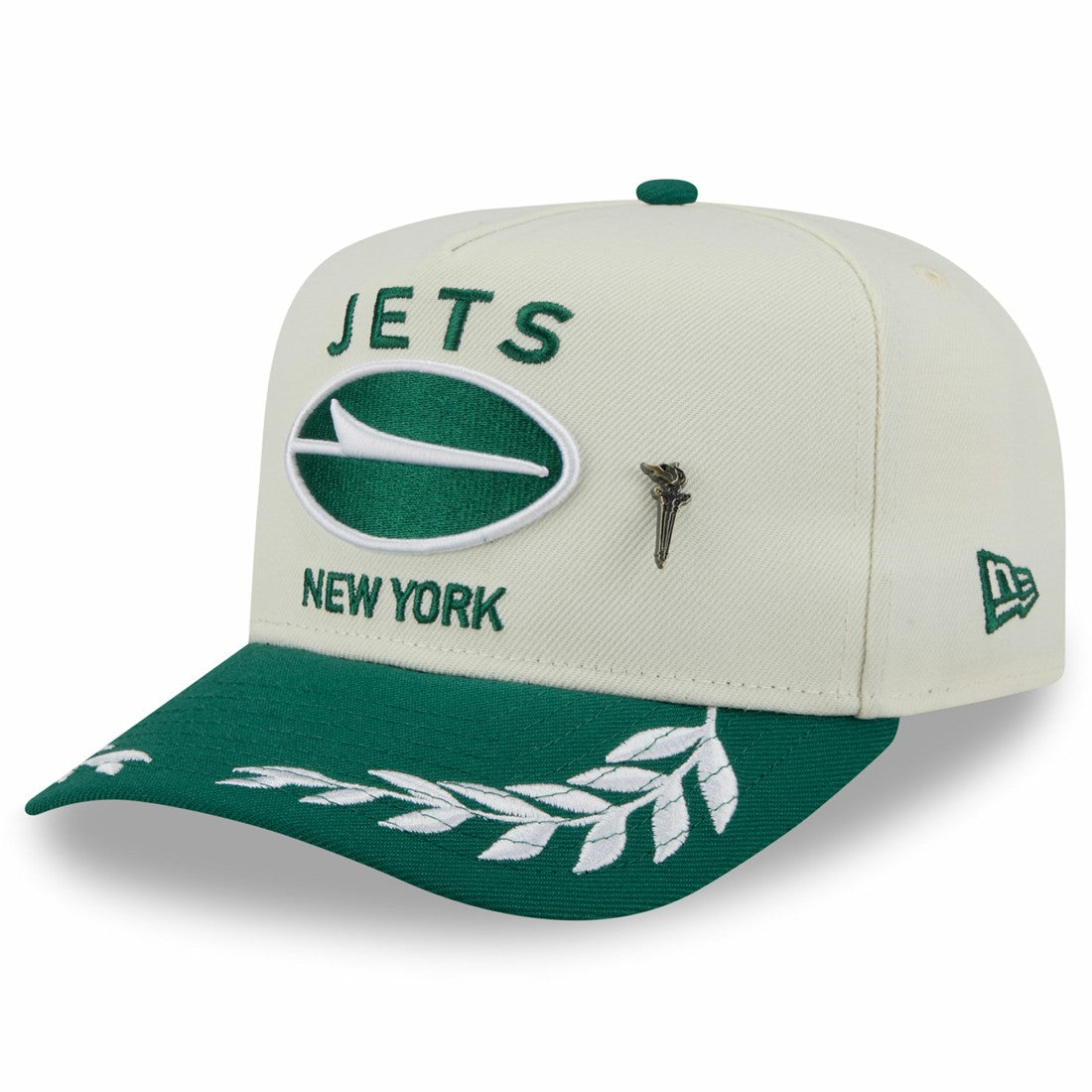 New York Jets New Era 2025 NFL Draft A-Frame 59FIFTY Fitted Hat Cream/Green | NFL