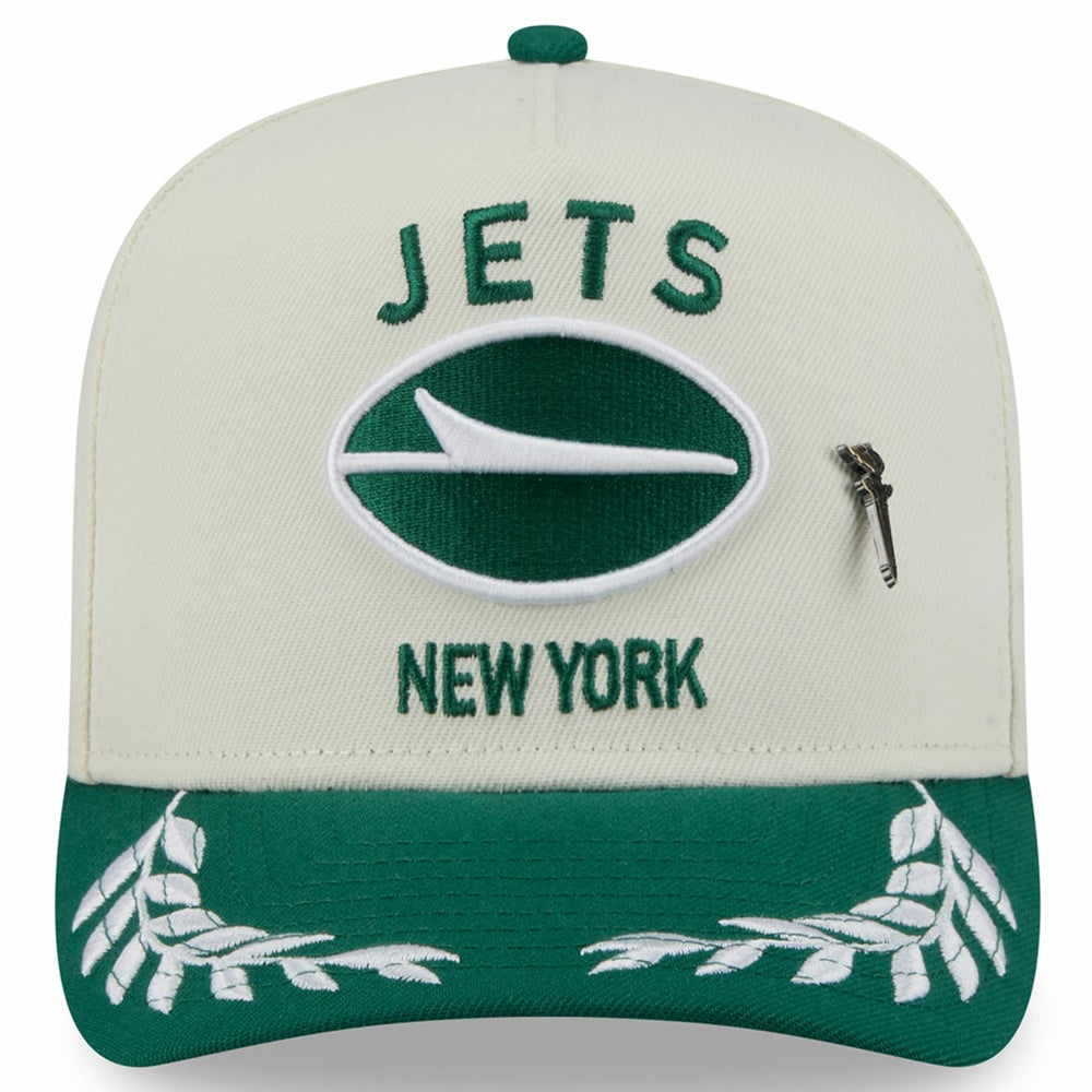 New York Jets New Era 2025 NFL Draft A-Frame 59FIFTY Fitted Hat Cream/Green | NFL