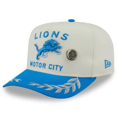 Detroit Lions New Era 2025 NFL Draft A-Frame 59FIFTY Fitted Hat Cream/Blue | NFL