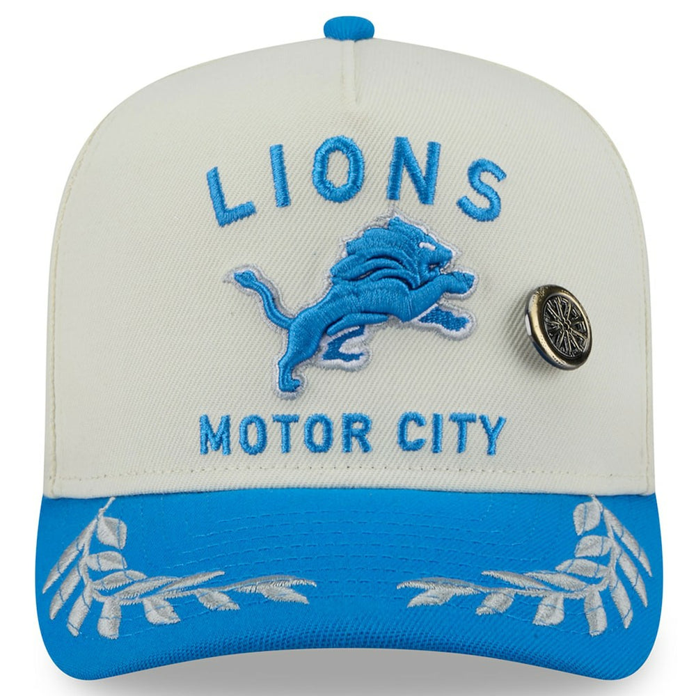 Detroit Lions New Era 2025 NFL Draft A-Frame 59FIFTY Fitted Hat Cream/Blue | NFL
