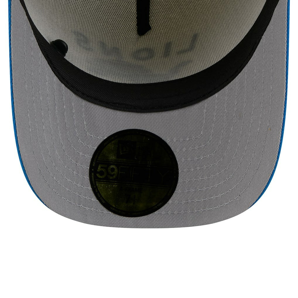 Detroit Lions New Era 2025 NFL Draft A-Frame 59FIFTY Fitted Hat Cream/Blue | NFL
