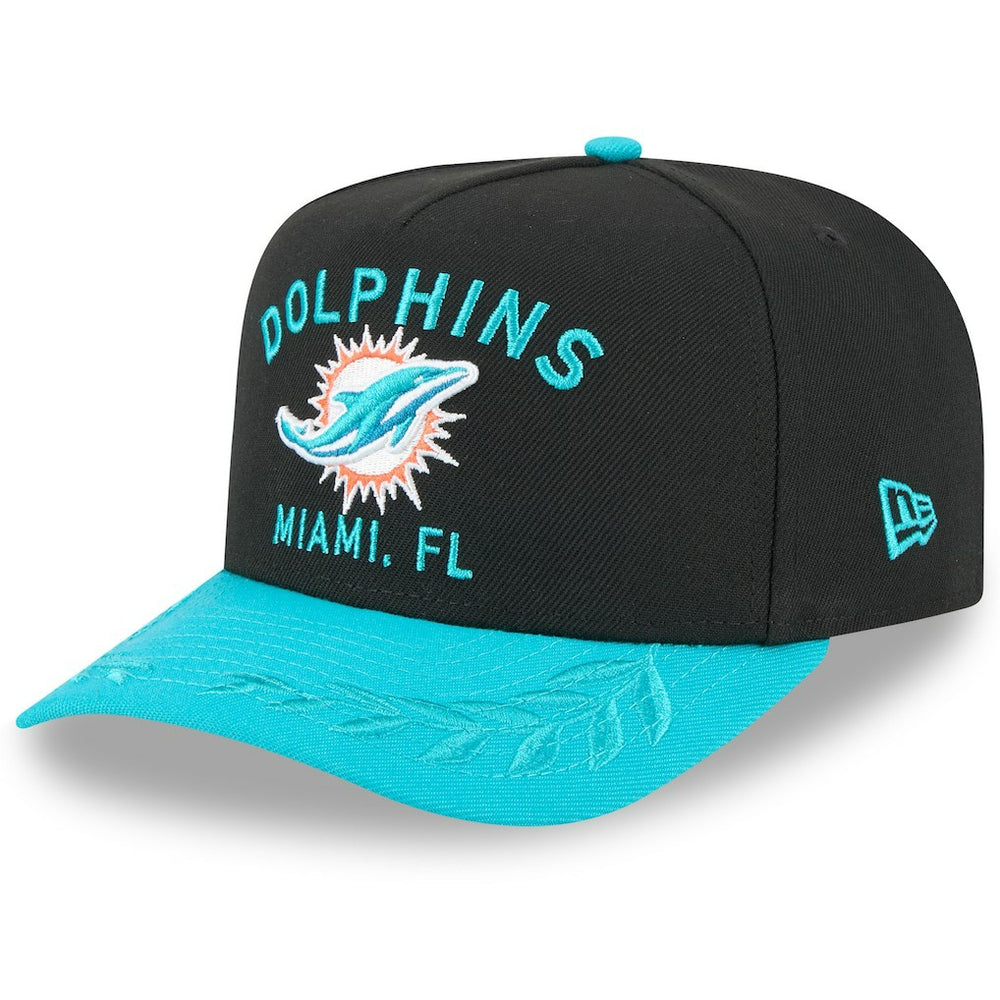 Miami Dolphins New Era 2025 NFL Draft A-Frame 9FIFTY Snapback Hat Black/Aqua | NFL