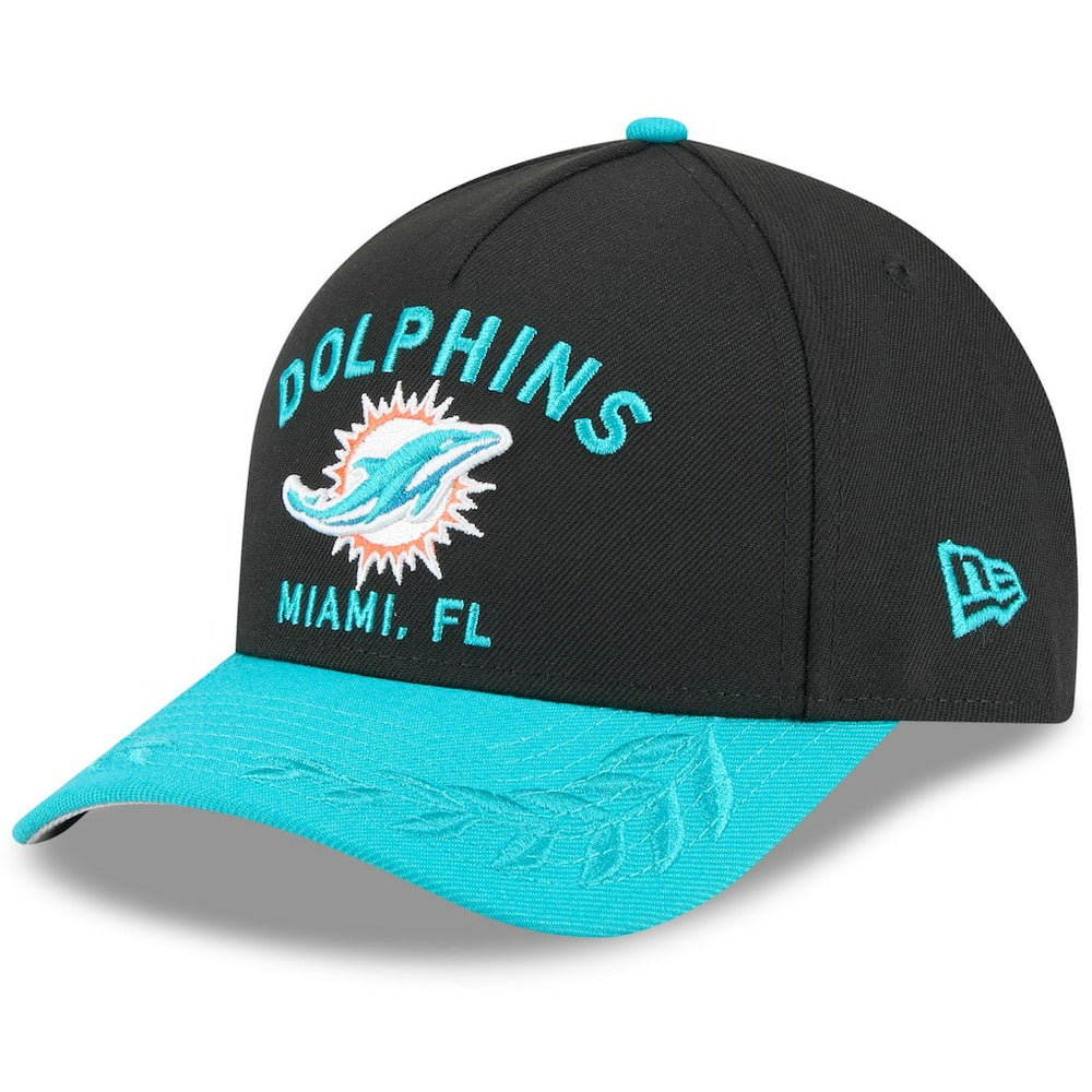 Miami Dolphins New Era 2025 NFL Draft 9FORTY A-Frame M-Crown Adjustable Hat Black/Aqua | NFL