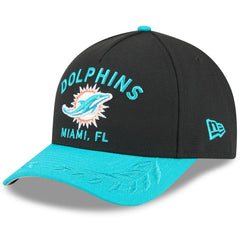 Miami Dolphins New Era 2025 NFL Draft 9FORTY A-Frame M-Crown Adjustable Hat Black/Aqua | NFL