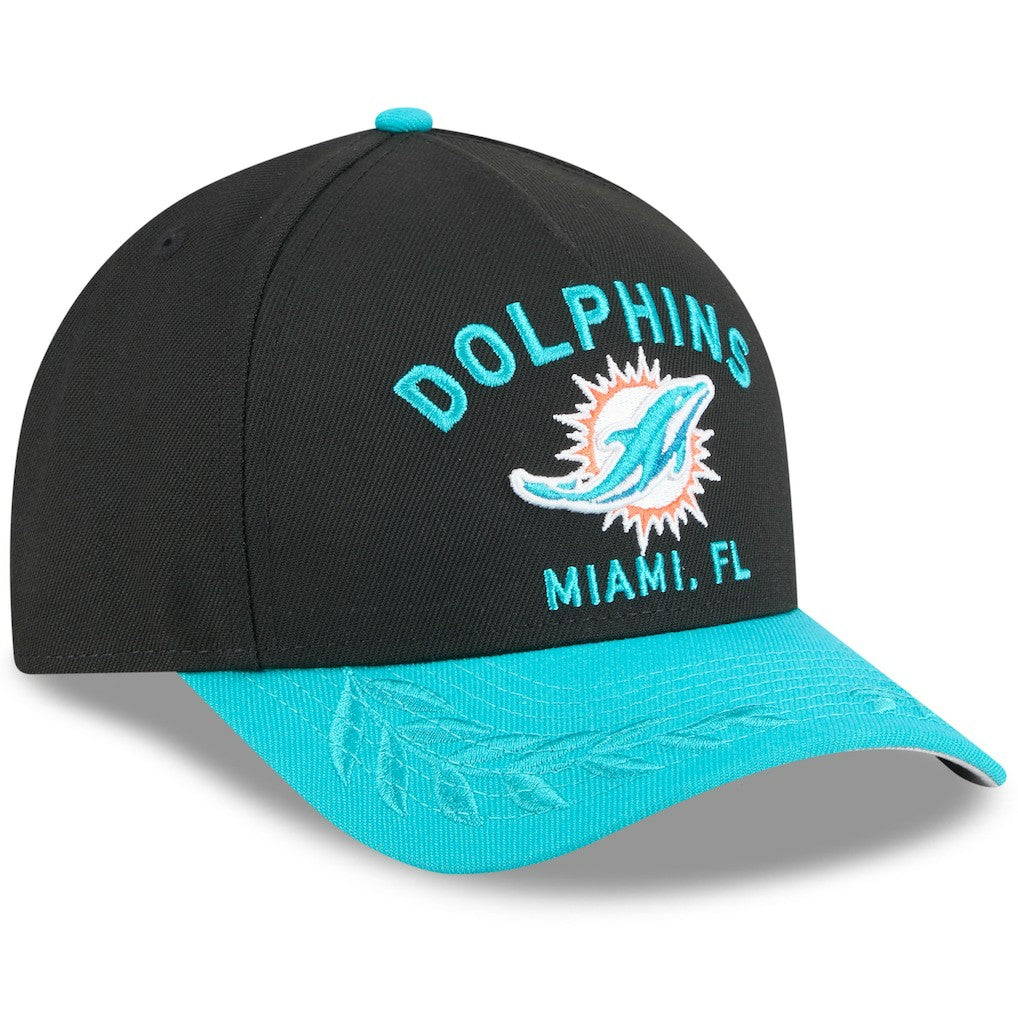 Miami Dolphins New Era 2025 NFL Draft 9FORTY A-Frame M-Crown Adjustable Hat Black/Aqua | NFL