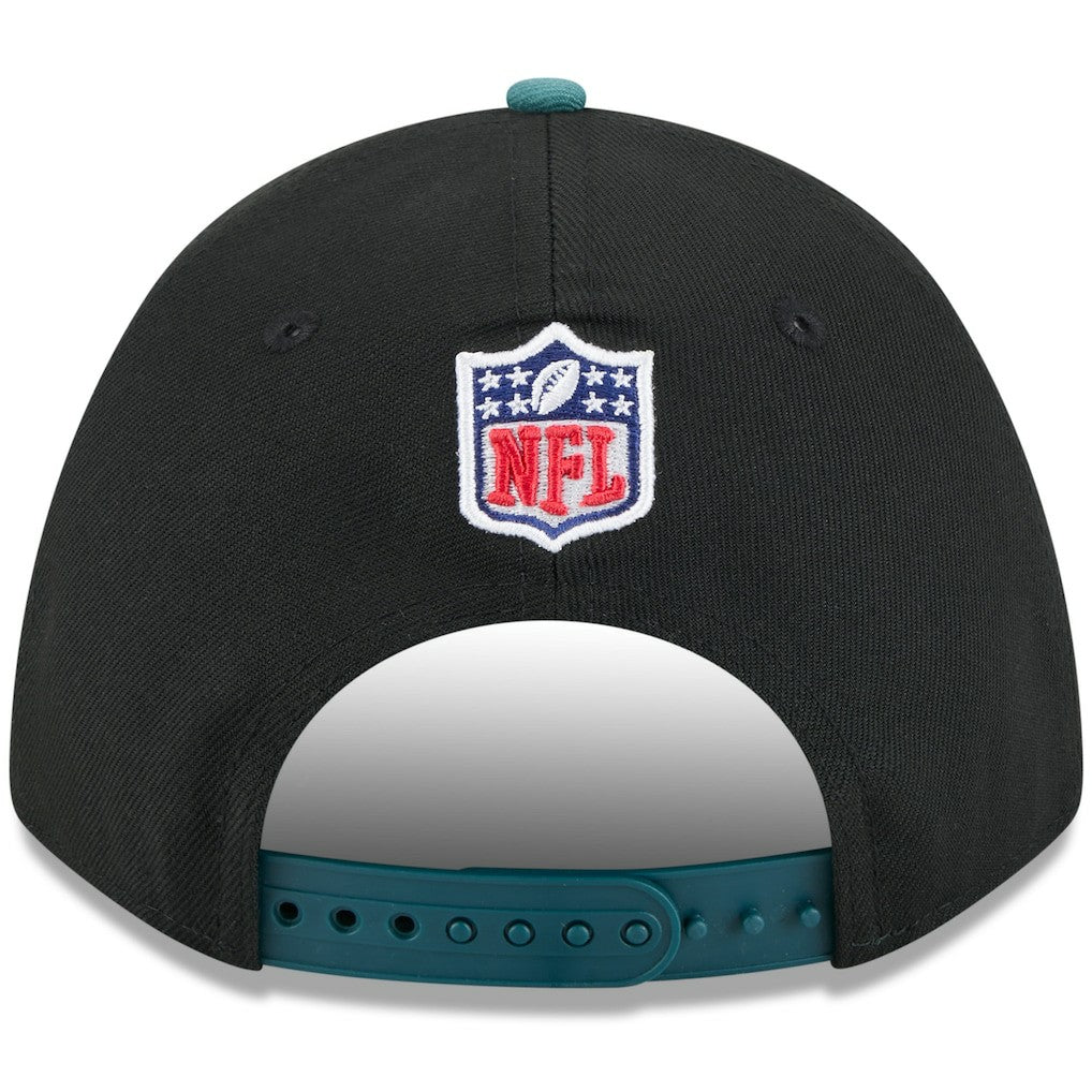 Philadelphia Eagles New Era 2025 NFL Draft 9FORTY A-Frame M-Crown Adjustable Hat Black/Midnight Green | NFL