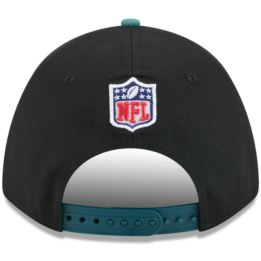 Philadelphia Eagles New Era 2025 NFL Draft 9FORTY A-Frame M-Crown Adjustable Hat Black/Midnight Green | NFL