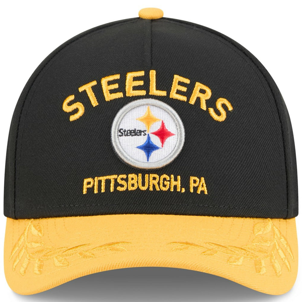 Pittsburgh Steelers New Era 2025 NFL Draft 9FORTY A-Frame M-Crown Adjustable Hat Black/Gold | NFL