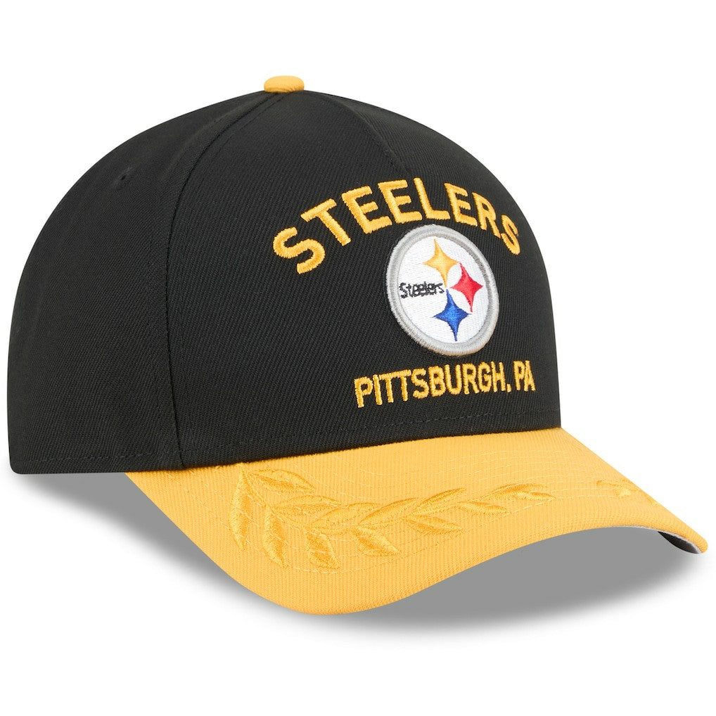 Pittsburgh Steelers New Era 2025 NFL Draft 9FORTY A-Frame M-Crown Adjustable Hat Black/Gold | NFL