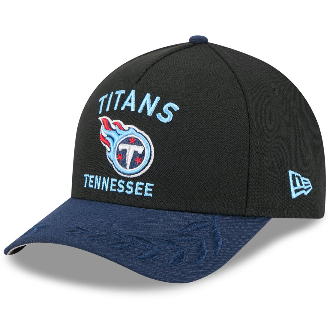 Tennessee Titans New Era 2025 NFL Draft 9FORTY A-Frame M-Crown Adjustable Hat Black/Navy | NFL