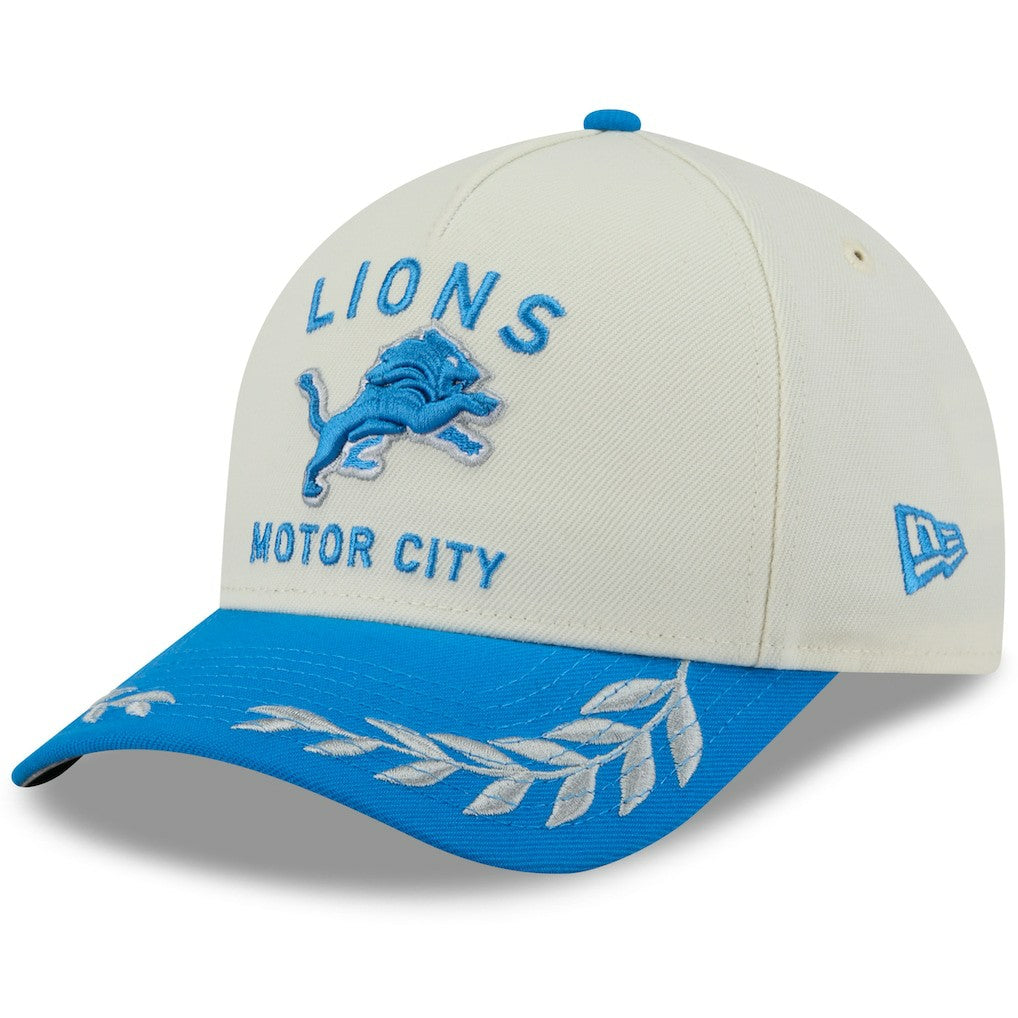 Detroit Lions New Era 2025 NFL Draft 9FORTY A-Frame M-Crown Adjustable Hat Cream/Blue | NFL