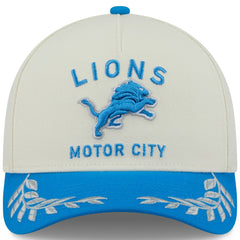 Detroit Lions New Era 2025 NFL Draft 9FORTY A-Frame M-Crown Adjustable Hat Cream/Blue | NFL