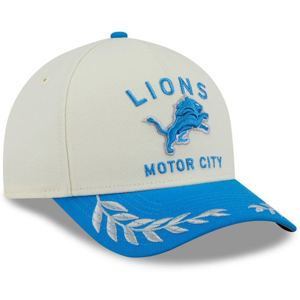 Detroit Lions New Era 2025 NFL Draft 9FORTY A-Frame M-Crown Adjustable Hat Cream/Blue | NFL
