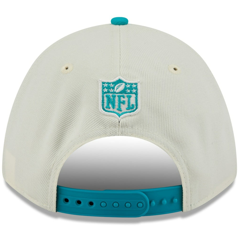 Miami Dolphins New Era 2025 NFL Draft 9FORTY A-Frame M-Crown Adjustable Hat Cream/Aqua | NFL