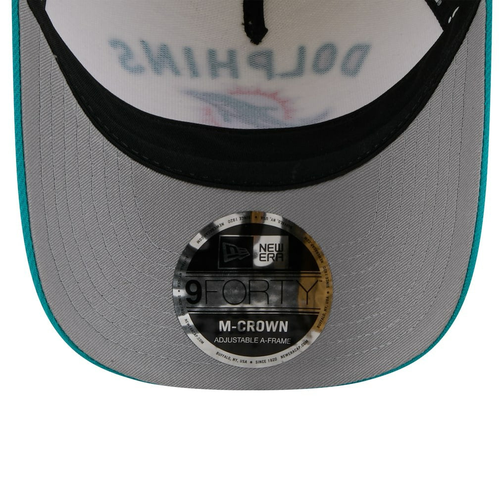 Miami Dolphins New Era 2025 NFL Draft 9FORTY A-Frame M-Crown Adjustable Hat Cream/Aqua | NFL
