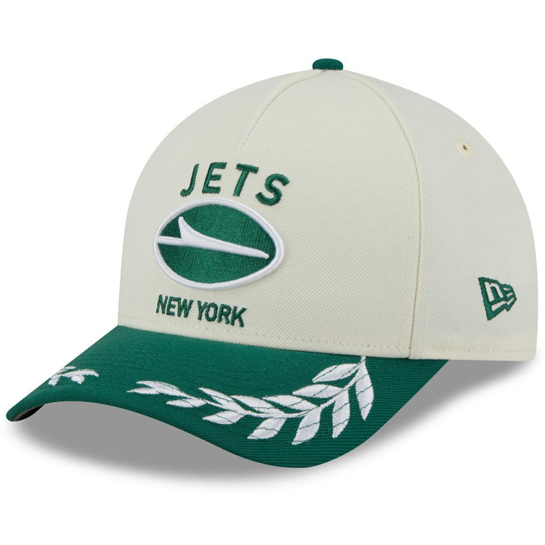 New York Jets New Era 2025 NFL Draft 9FORTY A-Frame M-Crown Adjustable Hat Cream/Green | NFL