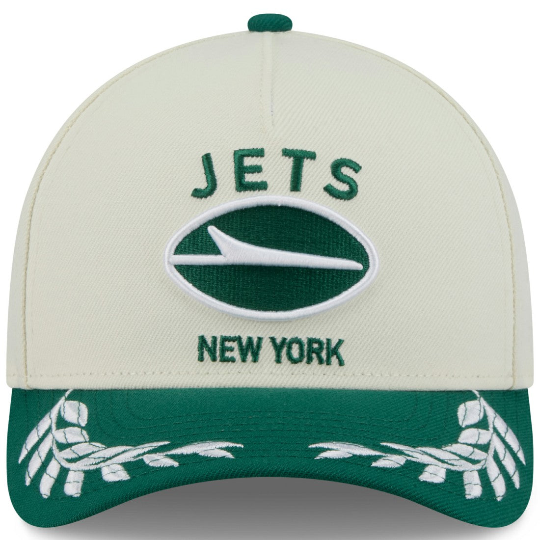 New York Jets New Era 2025 NFL Draft 9FORTY A-Frame M-Crown Adjustable Hat Cream/Green | NFL