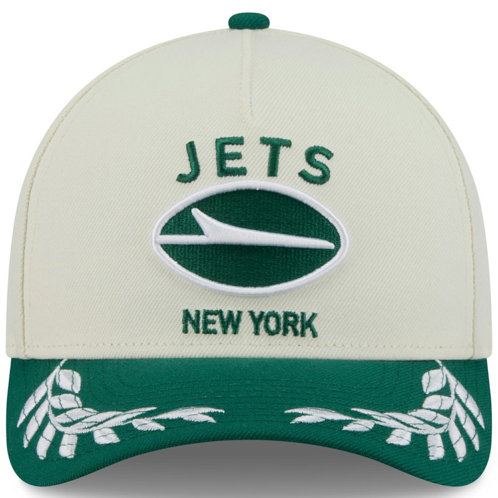 New York Jets New Era 2025 NFL Draft 9FORTY A-Frame M-Crown Adjustable Hat Cream/Green | NFL