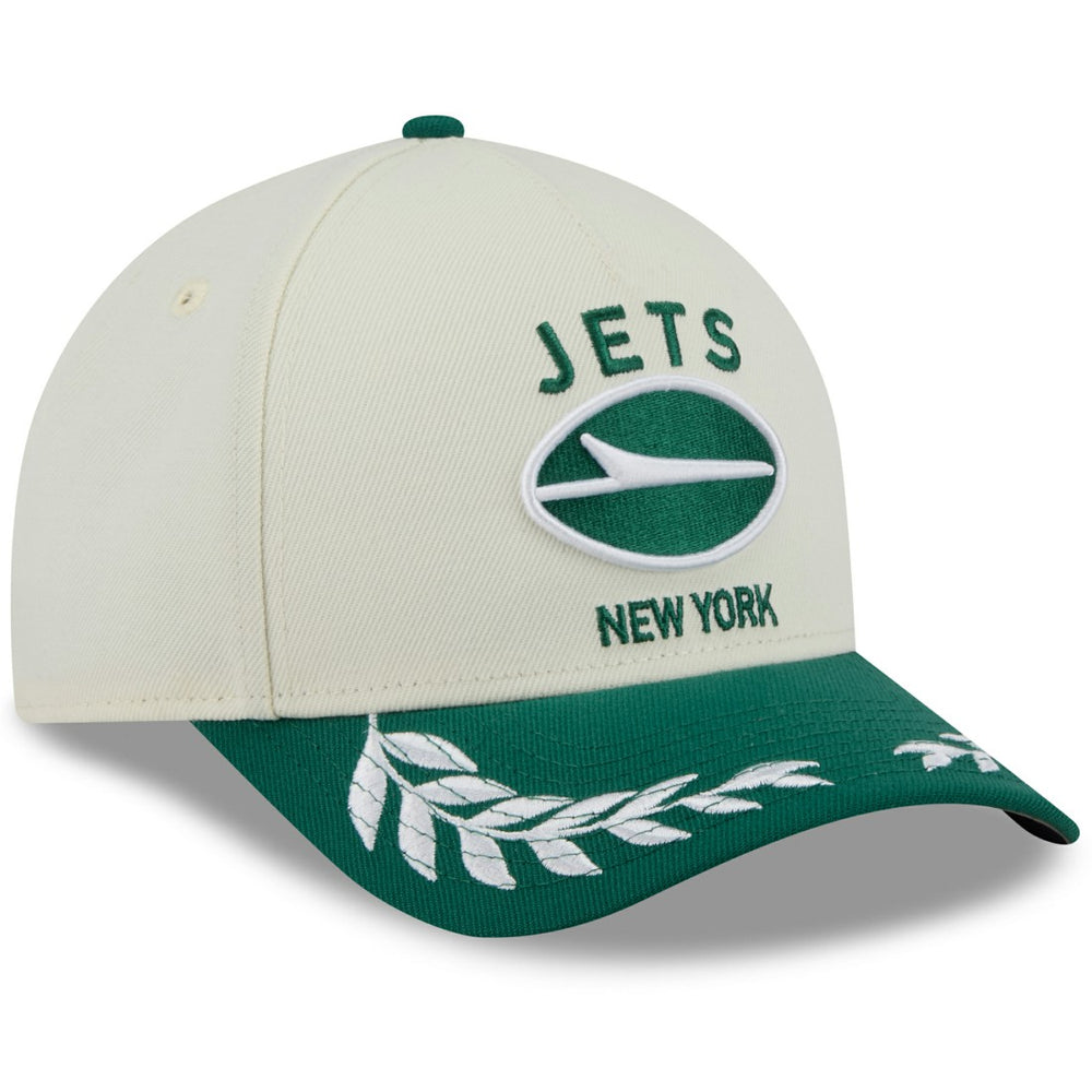 New York Jets New Era 2025 NFL Draft 9FORTY A-Frame M-Crown Adjustable Hat Cream/Green | NFL