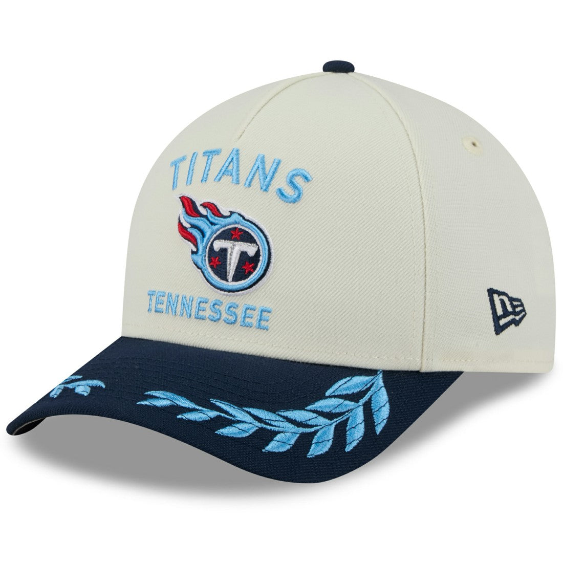 Tennessee Titans New Era 2025 NFL Draft 9FORTY A-Frame M-Crown Adjustable Hat Cream/Navy | NFL