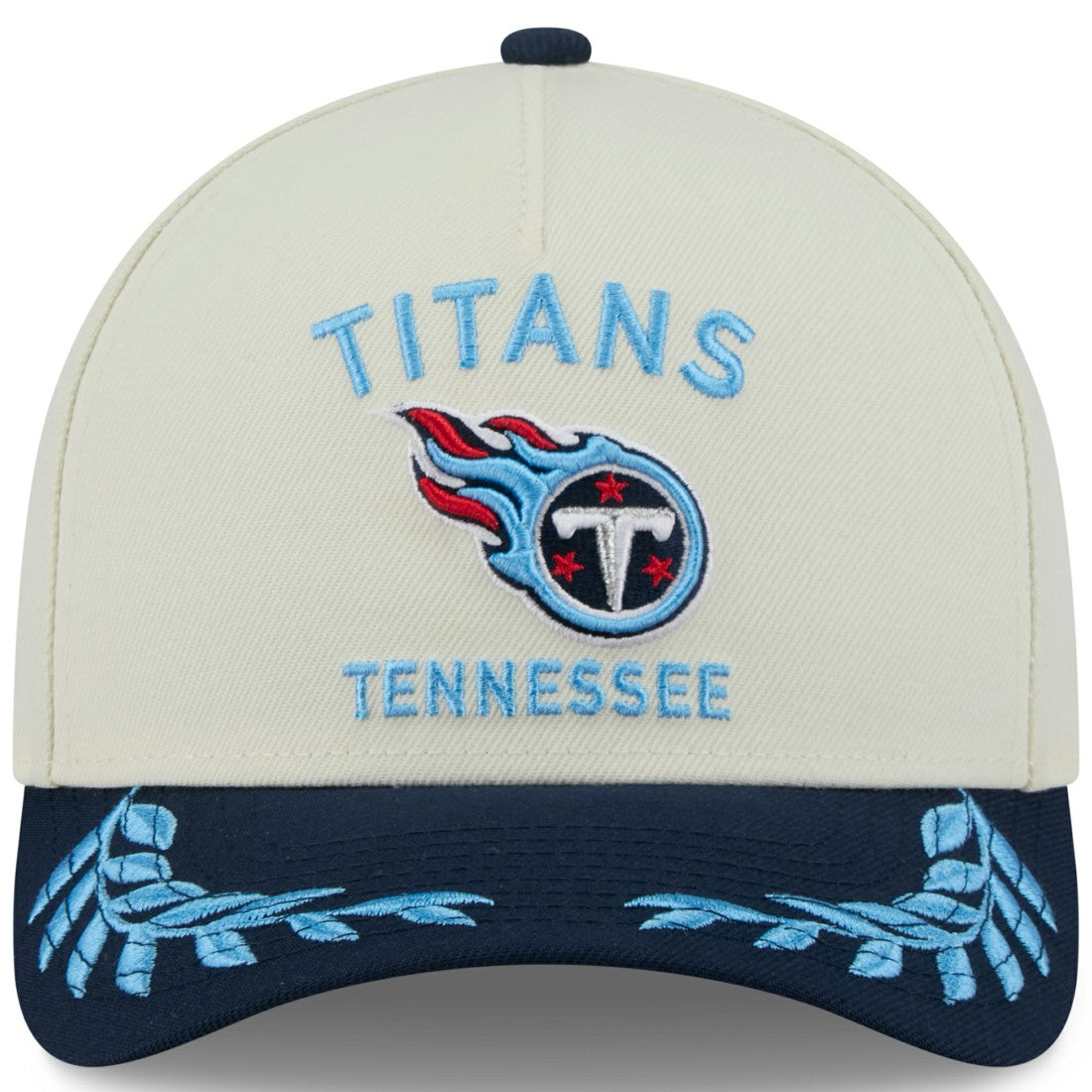 Tennessee Titans New Era 2025 NFL Draft 9FORTY A-Frame M-Crown Adjustable Hat Cream/Navy | NFL