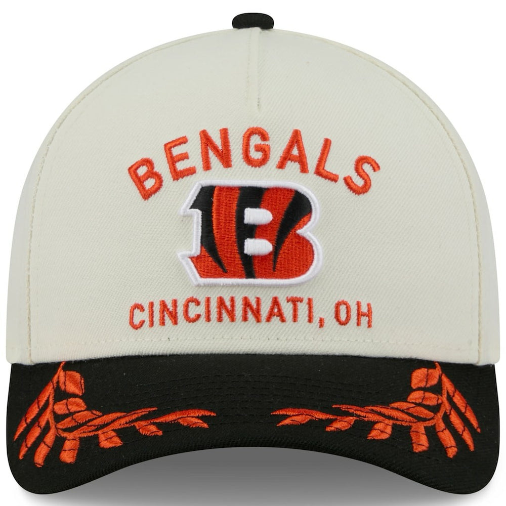 Cincinnati Bengals New Era 2025 NFL Draft 9FORTY A-Frame M-Crown Adjustable Hat Cream/Black | NFL