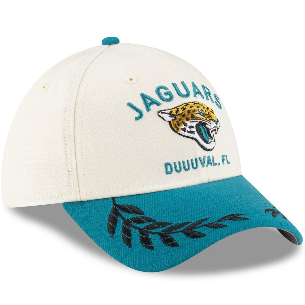Jacksonville Jaguars New Era 2025 NFL Draft 39THIRTY Flex Hat Cream/Teal | NFL