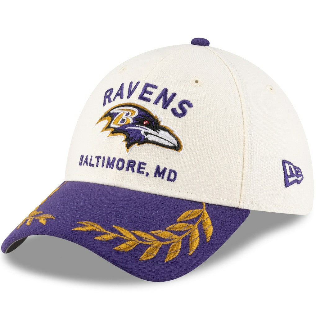 Baltimore Ravens New Era 2025 NFL Draft 39THIRTY Flex Hat Cream/Purple | NFL
