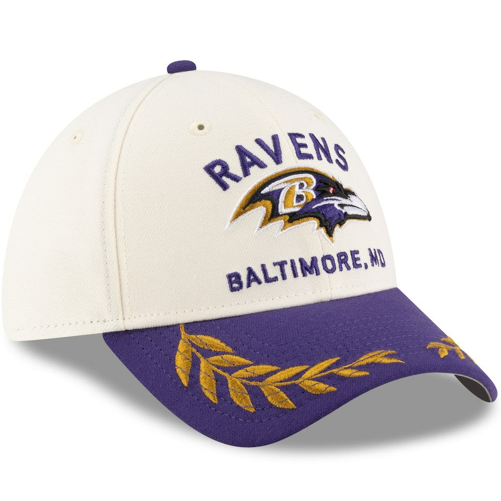 Baltimore Ravens New Era 2025 NFL Draft 39THIRTY Flex Hat Cream/Purple | NFL