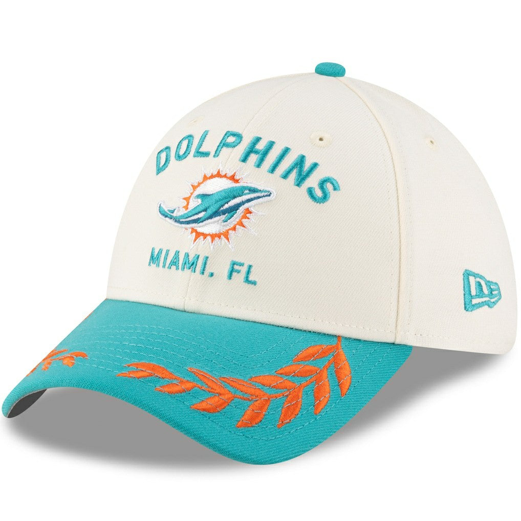 Miami Dolphins New Era 2025 NFL Draft 39THIRTY Flex Hat Cream/Aqua | NFL