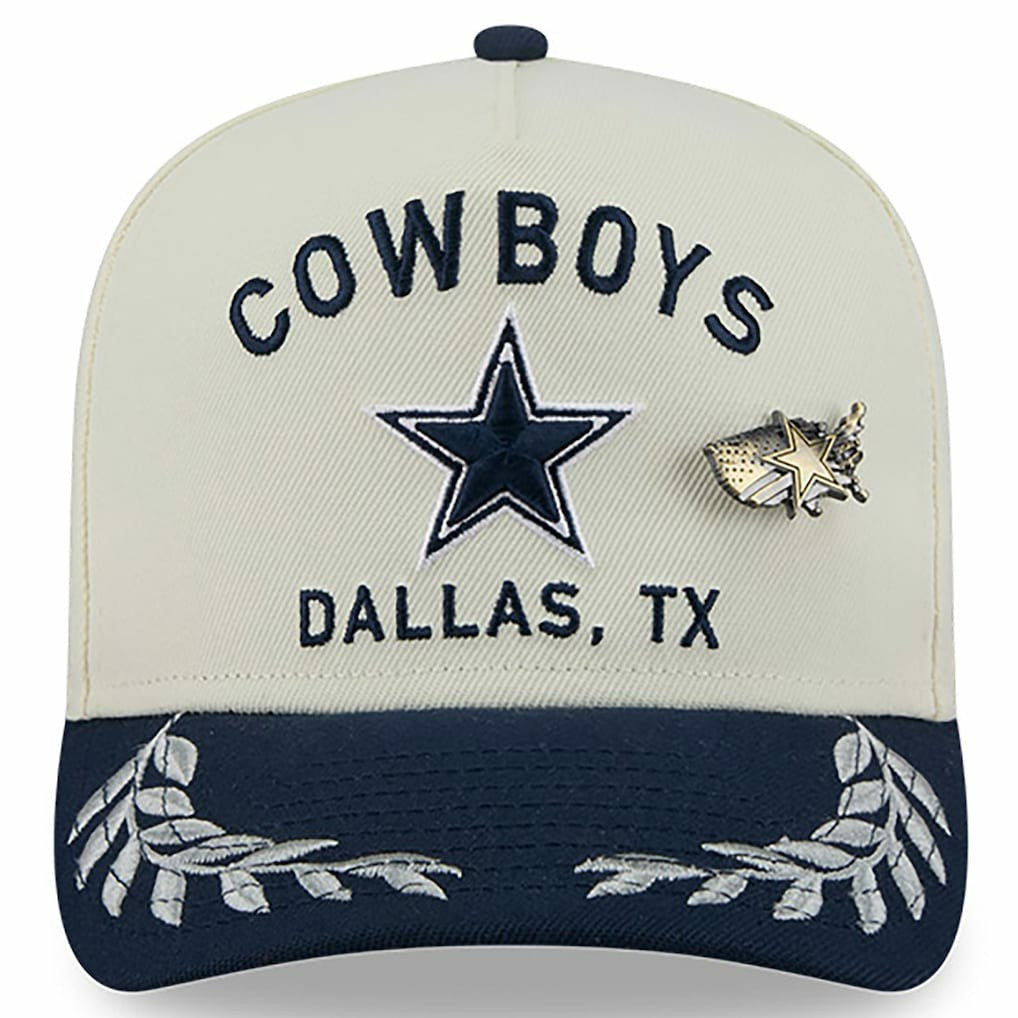 Dallas Cowboys New Era 2025 NFL Draft A-Frame 59FIFTY Fitted Hat Cream/Navy | NFL