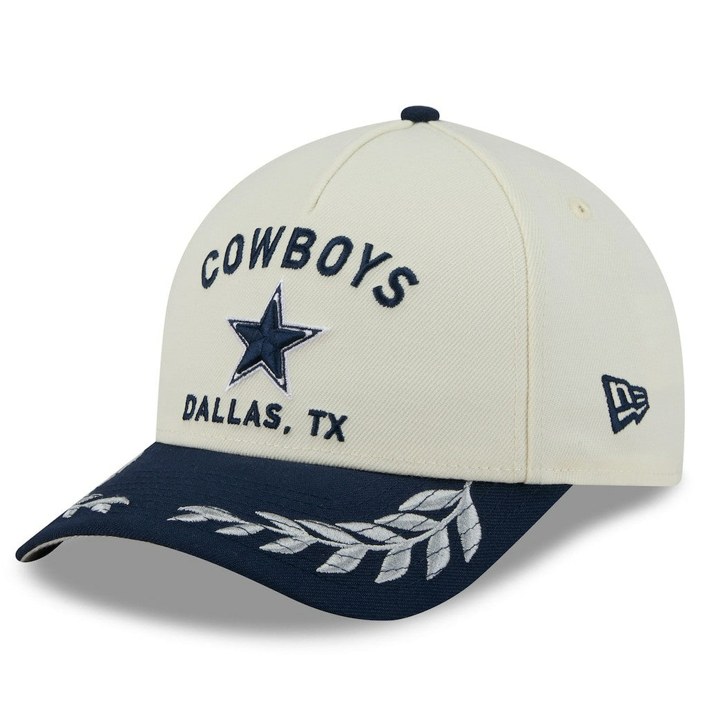 Dallas Cowboys New Era 2025 NFL Draft 9FORTY A-Frame M-Crown Adjustable Hat Cream/Navy | NFL