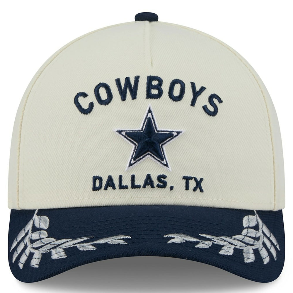 Dallas Cowboys New Era 2025 NFL Draft 9FORTY A-Frame M-Crown Adjustable Hat Cream/Navy | NFL