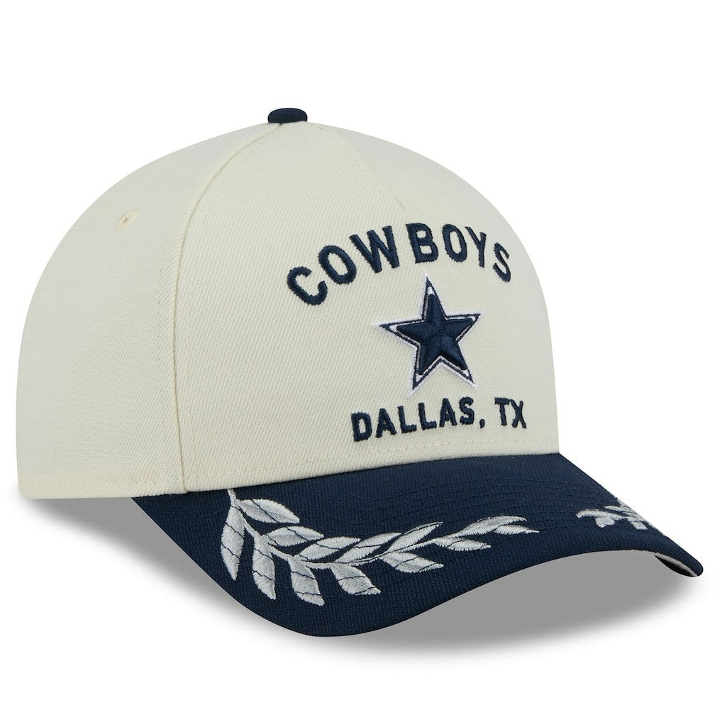Dallas Cowboys New Era 2025 NFL Draft 9FORTY A-Frame M-Crown Adjustable Hat Cream/Navy | NFL