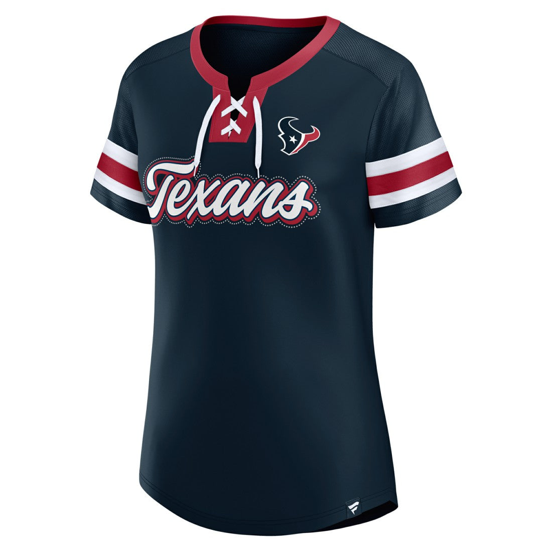 Houston Texans Women's Iconic Bling Athena Lace-Up V-Neck T-Shirt Navy | Fanatics