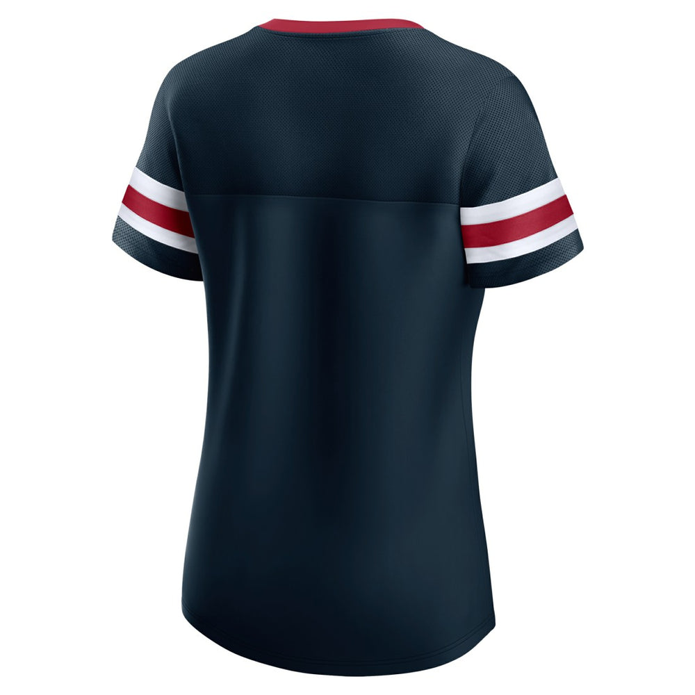Houston Texans Women's Iconic Bling Athena Lace-Up V-Neck T-Shirt Navy | Fanatics