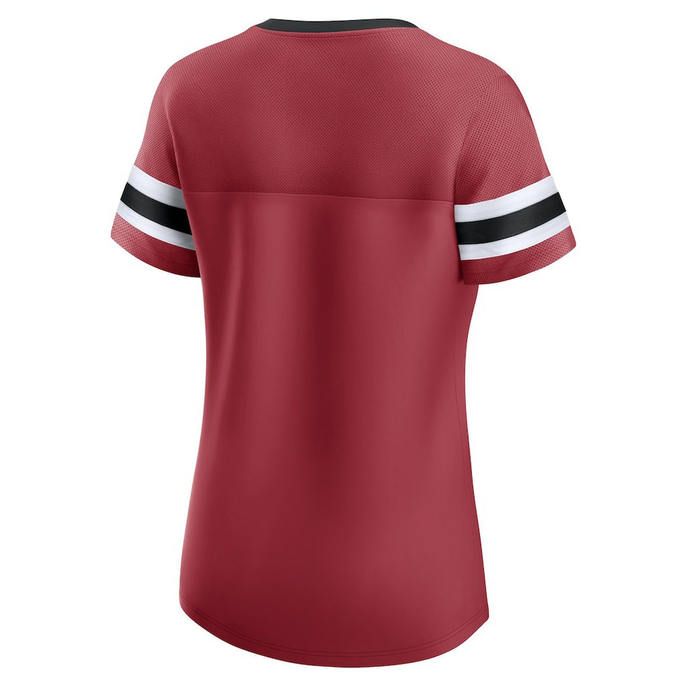 Arizona Cardinals Women's Iconic Bling Athena Lace-Up V-Neck T-Shirt Cardinal | Fanatics