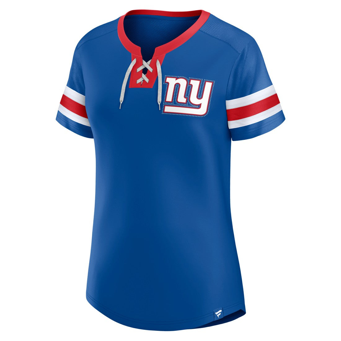 New York Giants Women's Bling Athena Jersey Style Lace-up T-Shirt Royal | Fanatics