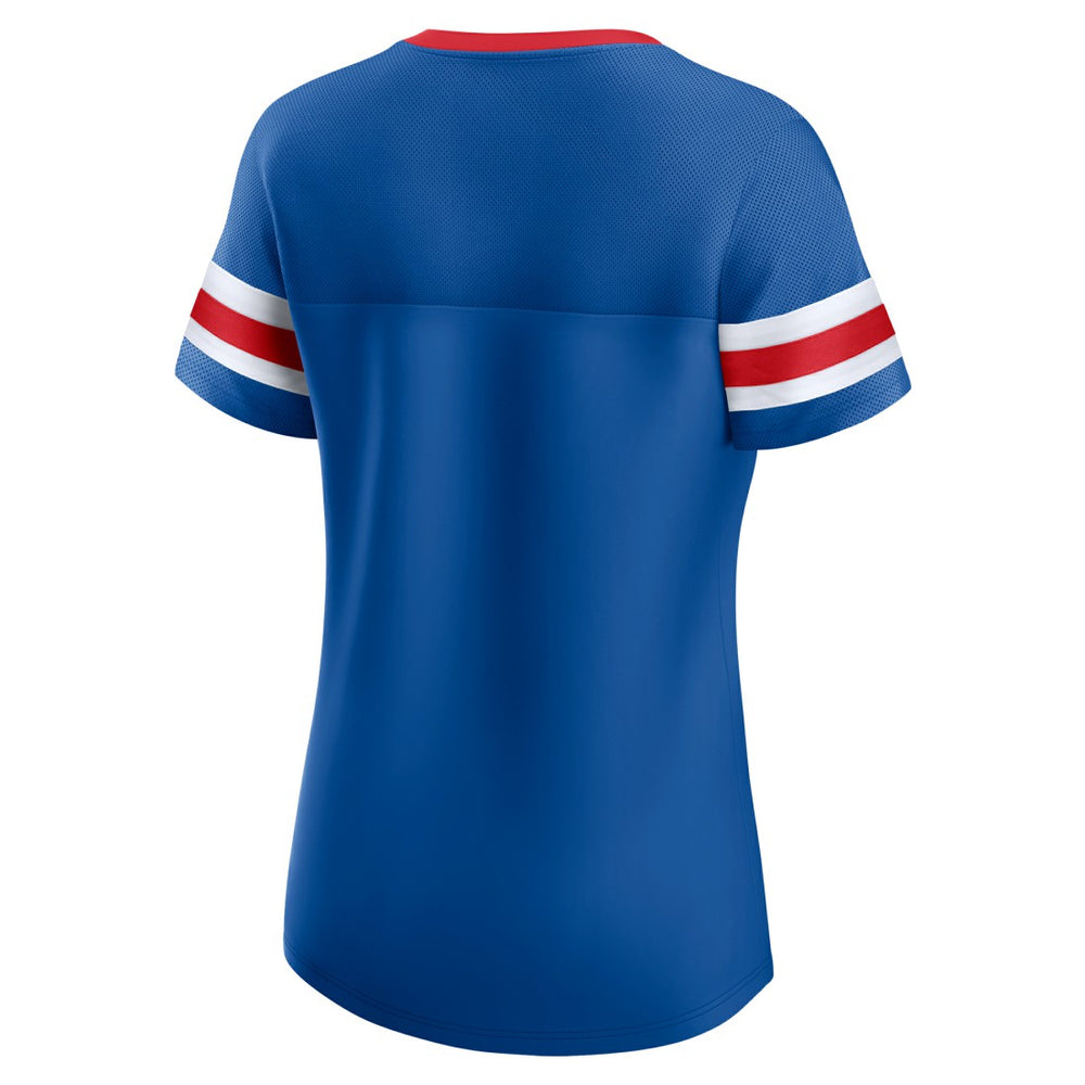 New York Giants Women's Bling Athena Jersey Style Lace-up T-Shirt Royal | Fanatics