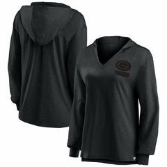 Green Bay Packers Women's Blackout Slub Hoodie V-Neck Long Sleeve T-Shirt | Fanatics