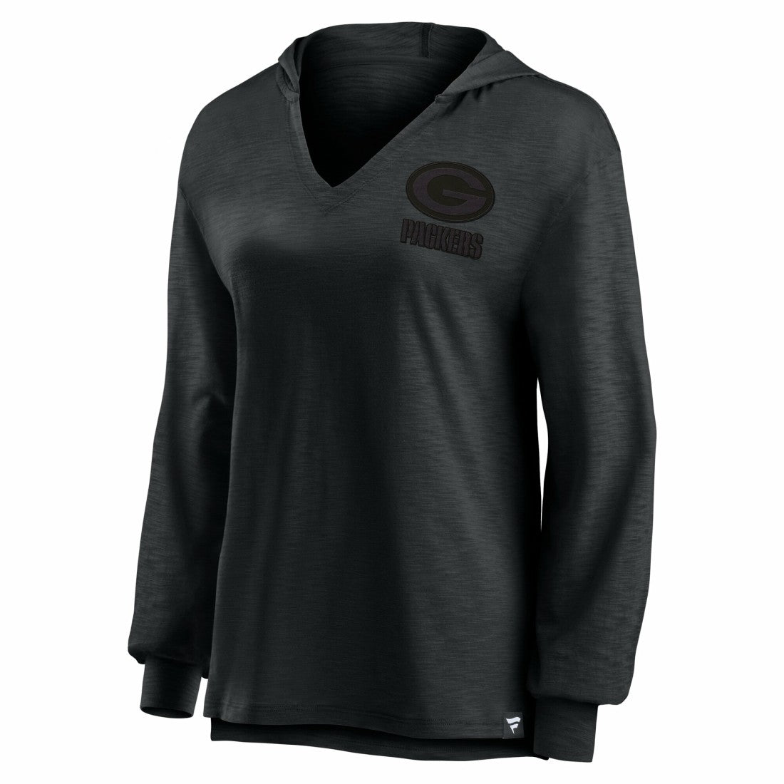 Green Bay Packers Women's Blackout Slub Hoodie V-Neck Long Sleeve T-Shirt | Fanatics