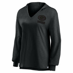 Green Bay Packers Women's Blackout Slub Hoodie V-Neck Long Sleeve T-Shirt | Fanatics
