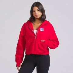 New York Rangers lululemon Women's Scuba Oversized Half-Zip Hoodie - True Red - NHL