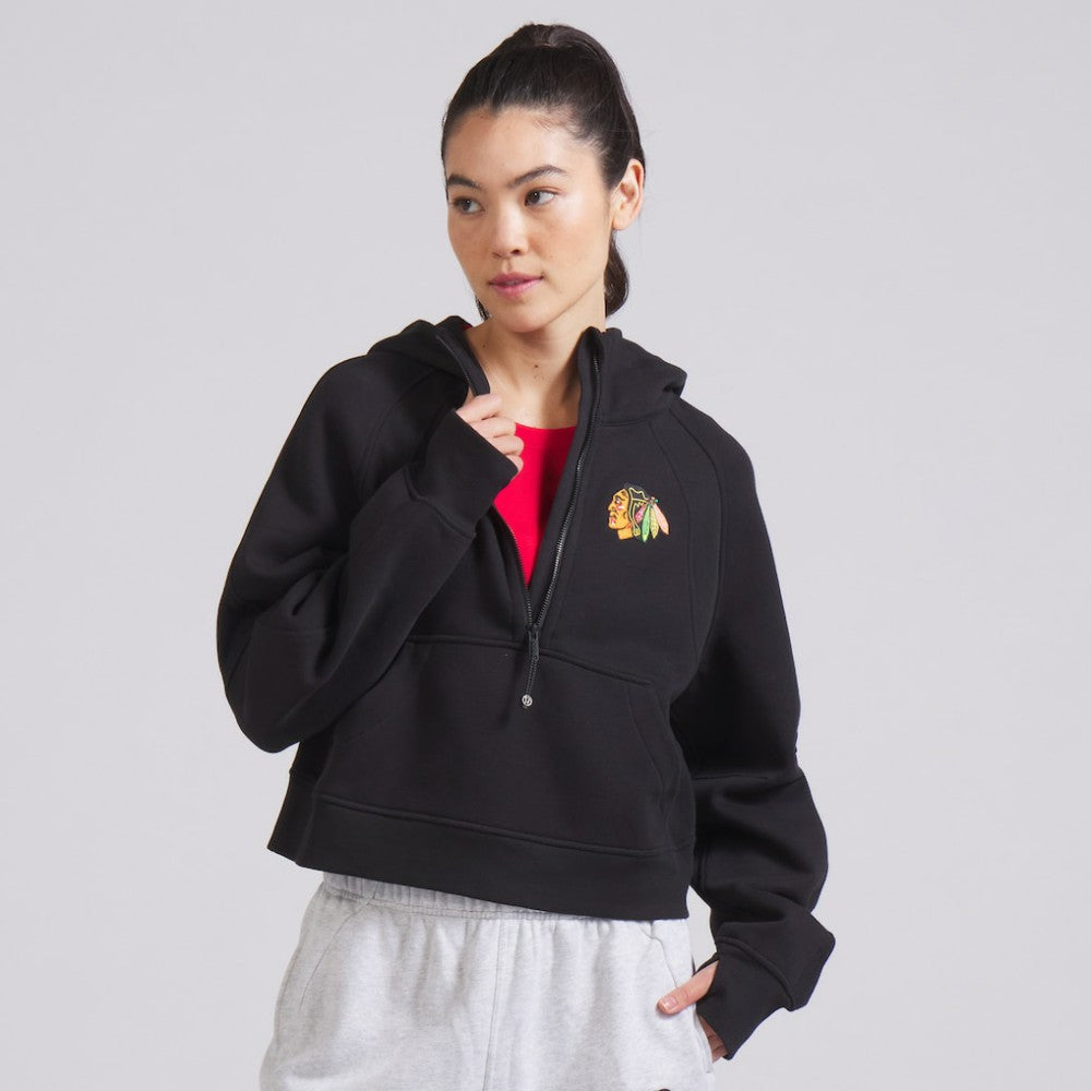 Chicago Blackhawks lululemon Women's Scuba Oversized Half-Zip Hoodie - Black - NHL