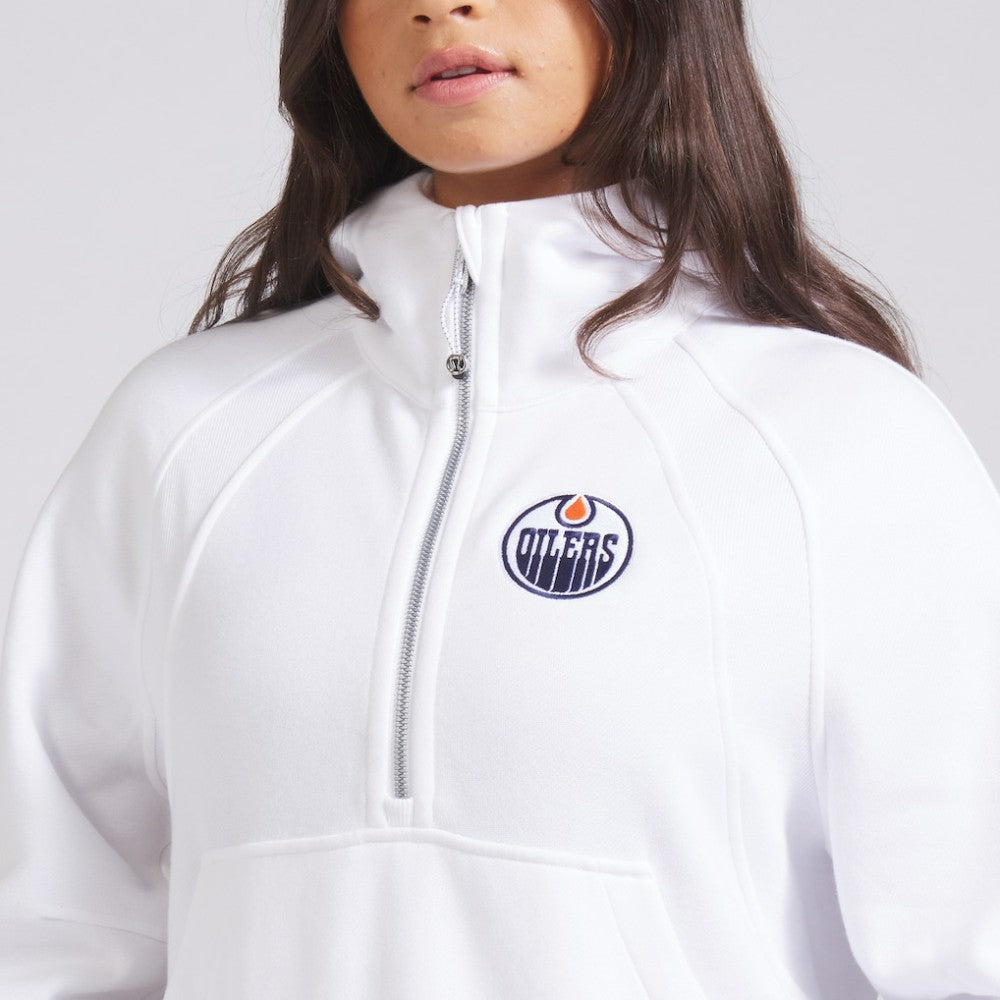 Edmonton Oilers lululemon Women's Scuba Oversized Half-Zip Hoodie - White - NHL