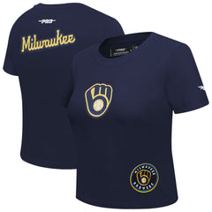 Milwaukee Brewers Pro Standard Women's Game Day Classics Baby Doll Cropped T-Shirt - MLB
