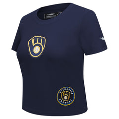 Milwaukee Brewers Pro Standard Women's Game Day Classics Baby Doll Cropped T-Shirt - MLB