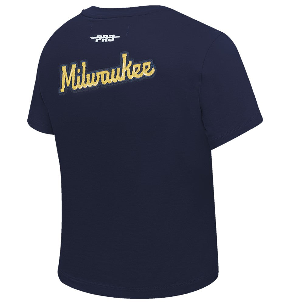 Milwaukee Brewers Pro Standard Women's Game Day Classics Baby Doll Cropped T-Shirt - MLB